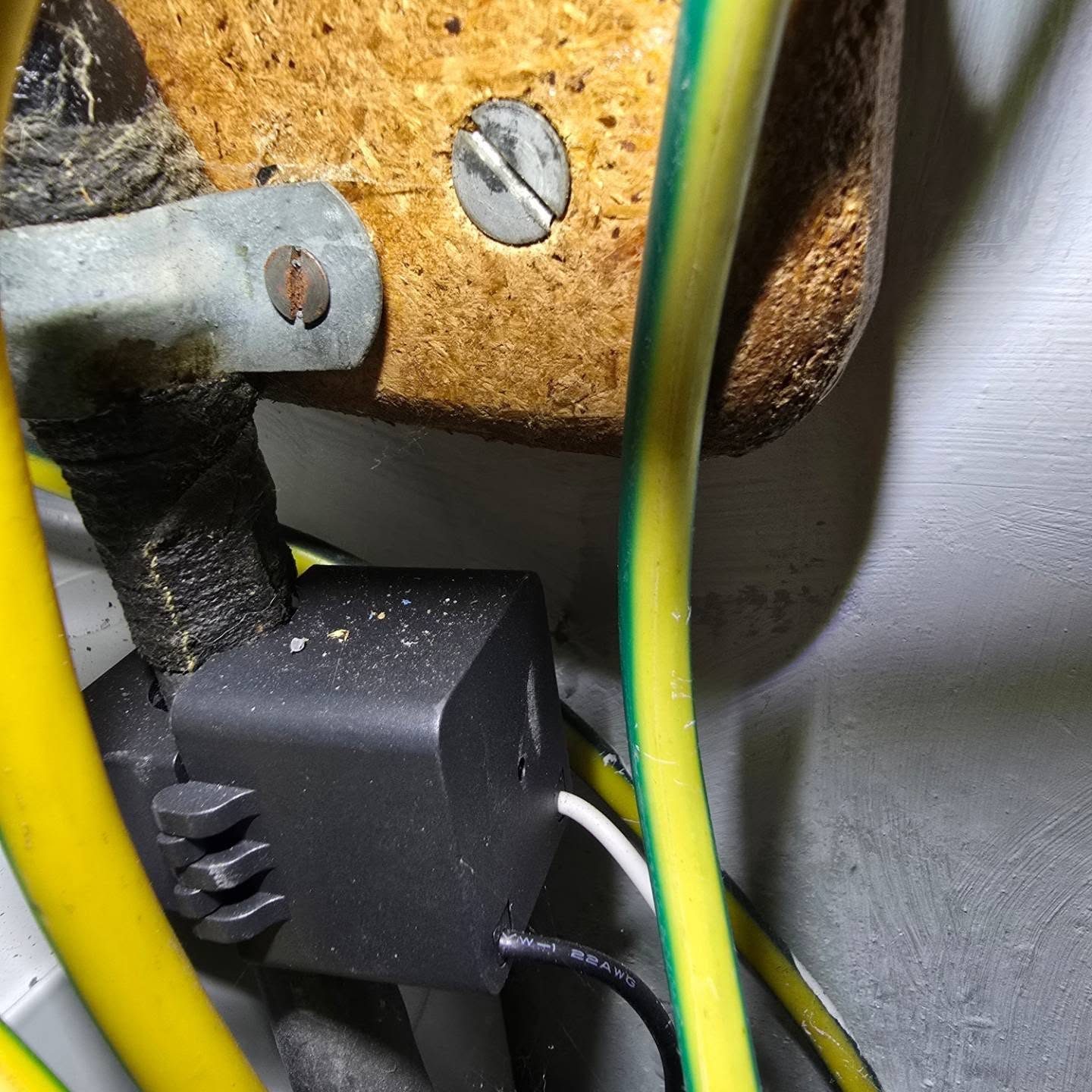 A badly fitted current clamp on an earlier EV charger installation